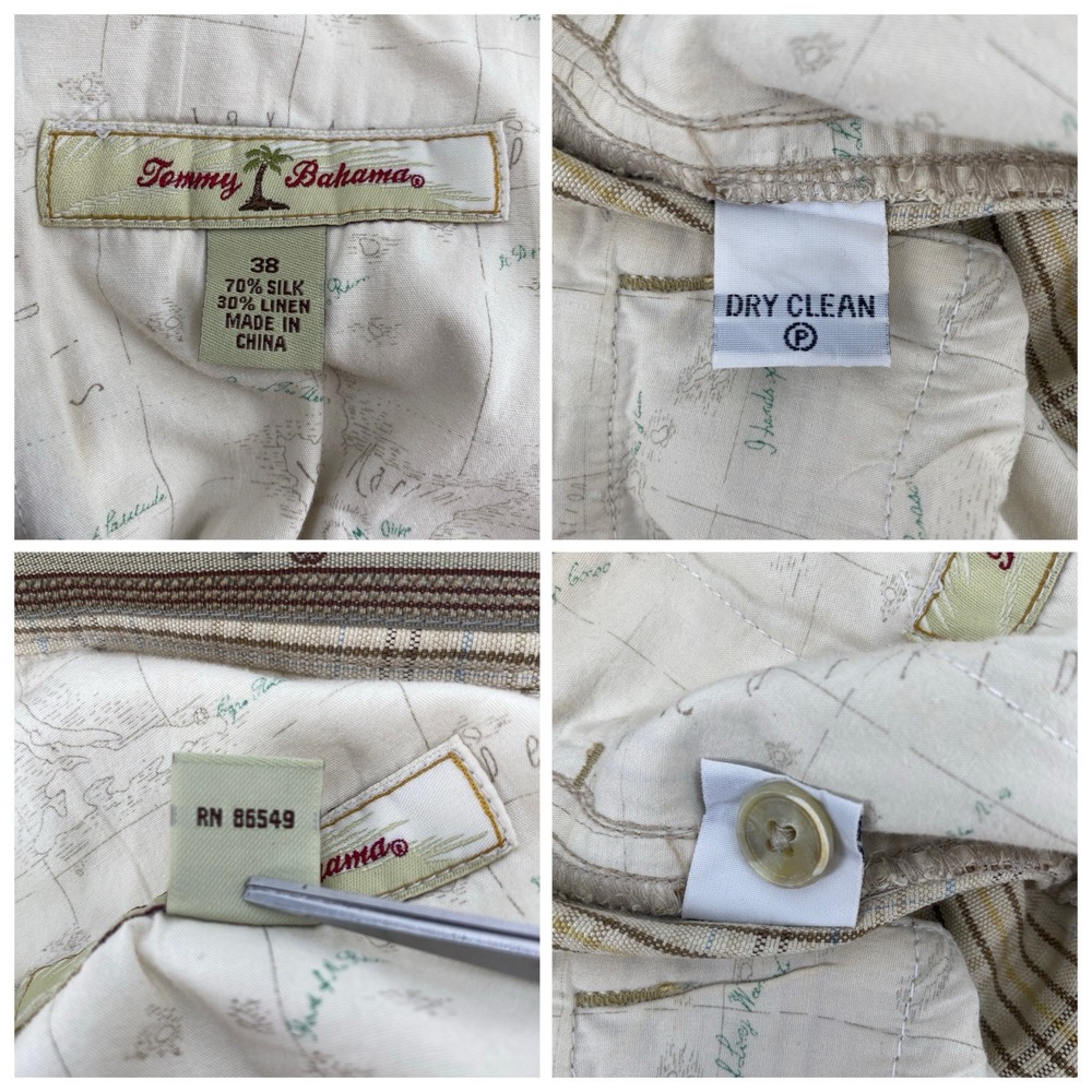 TOMMY BAHAMA Silk & Linen Blend Chino Golf Shorts Beige Plaid Check Men's 38 - Picture 8 of 8